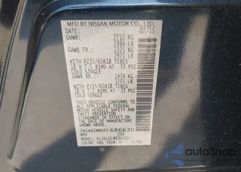 2015 Nissan Pathfinder Sl from USA, damaged, VIN 5N1AR2MNXFC686630
